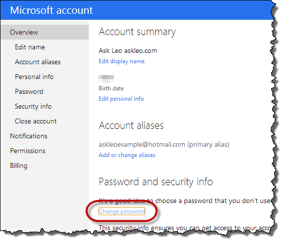 account password